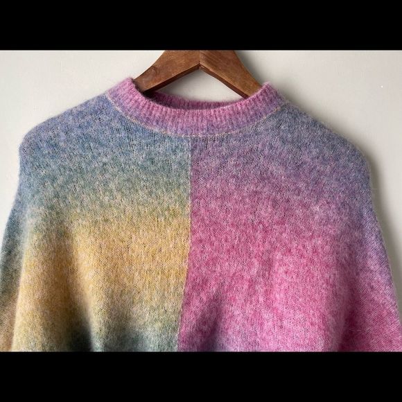 Aritzia Wilfred Free multicoloured alpaca/wool extremely cropped sweater - Picture 4 of 11